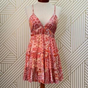 Angie Floral Halter tie back bust sweetheart neckline  Dress boho bohemian M